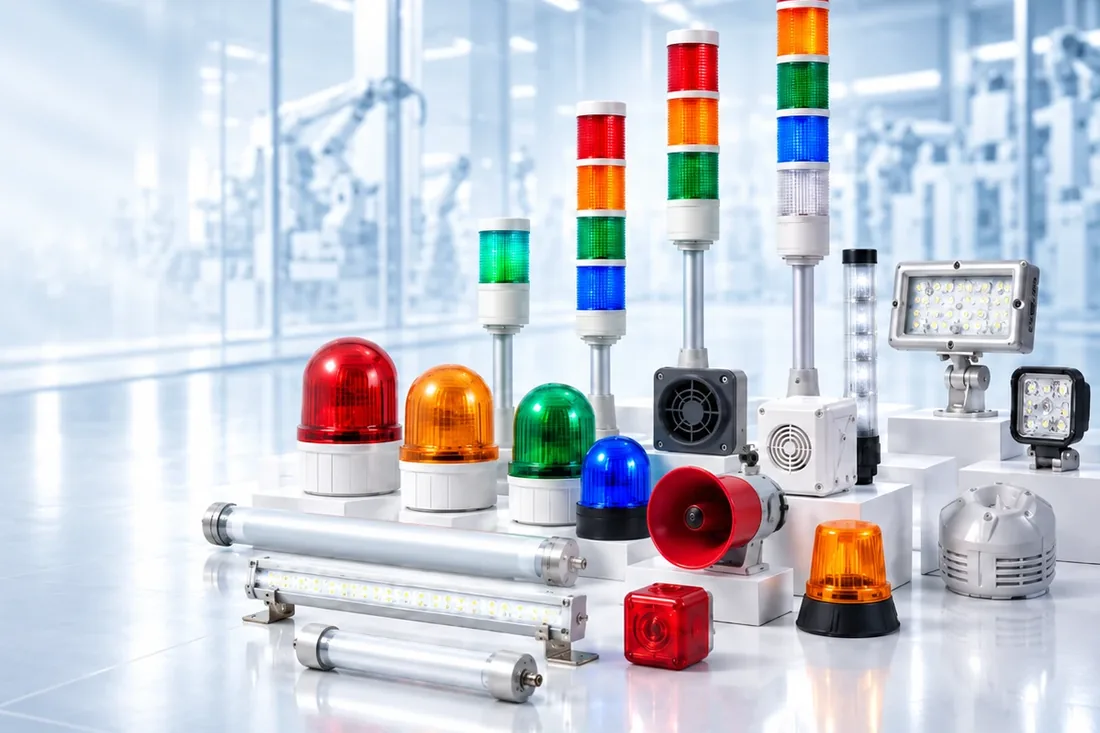 Đèn tháp và thiết bị báo hiệu Qlight lắp đặt trong nhà máy