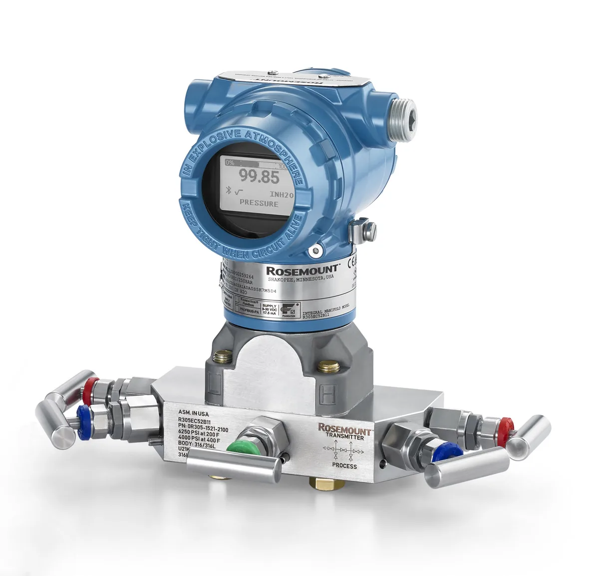 Cụm transmitter giao ở dạng lắp sẵn với manifold: nhà cung cấp có năng lực phải đọc được toàn bộ cấu hình này từ model