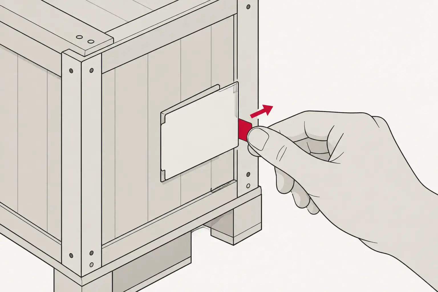 Minh họa kéo tab để kích hoạt chỉ thị trên kiện hàng