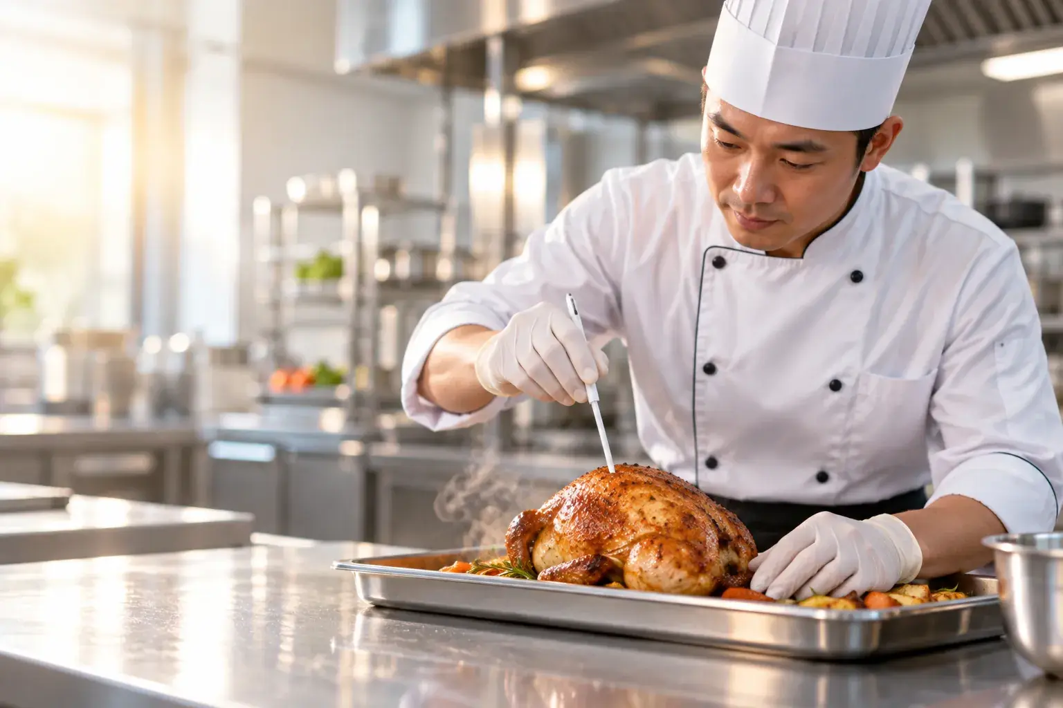 HACCP: kiểm tra nhiệt độ tâm thực phẩm 71 °C bằng que thử dùng một lần