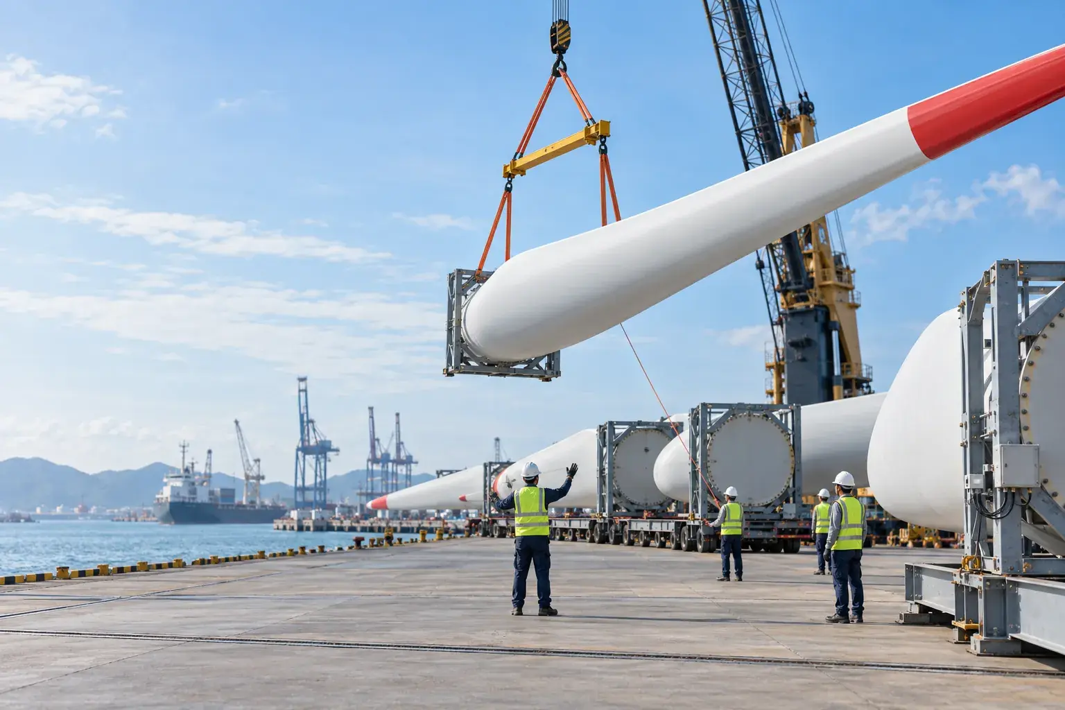 Vận chuyển cánh quạt, nacelle điện gió: giám sát va đập từ cảng đến móng