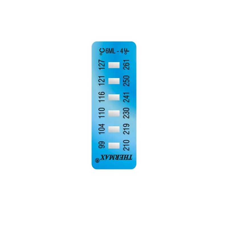 06STHM0ML4C01PK – Nhãn chỉ thị nhiệt độ không đảo ngược Thermax 6 mức 99–127 °C