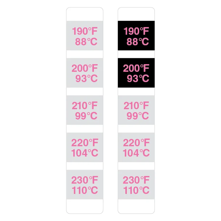 P9016-16 – Nhãn chỉ thị khử trùng nhiệt Thermostrip 100–130 °F (38–54 °C)