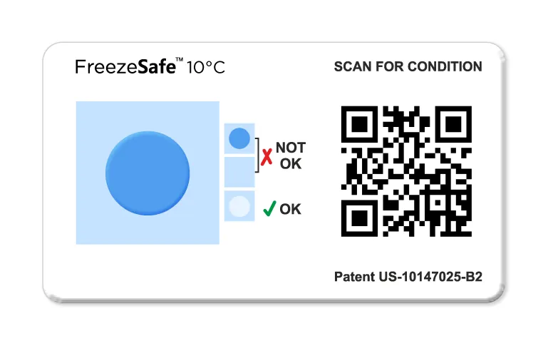 E01FRE010C02R2 – Chỉ thị đóng băng FreezeSafe QR – Ngưỡng dưới 10 °C, cuộn 100