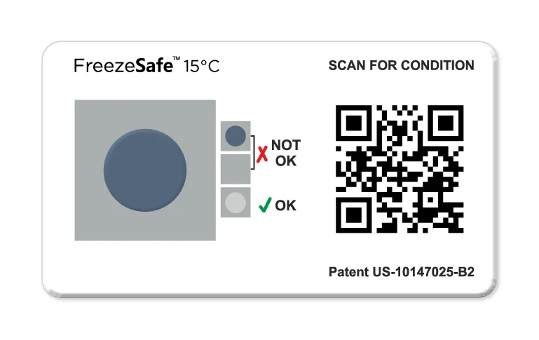 E01FRE015C02R2 – Chỉ thị đóng băng FreezeSafe QR – Ngưỡng dưới 15 °C, cuộn 100